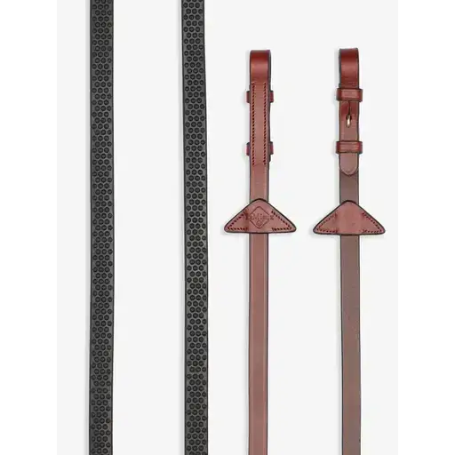 Lemieux Soft Rubber Reins Chestnut/Silver-Rubber Reins-Lemieux-Chestnut-Cob-Horsey Shopping