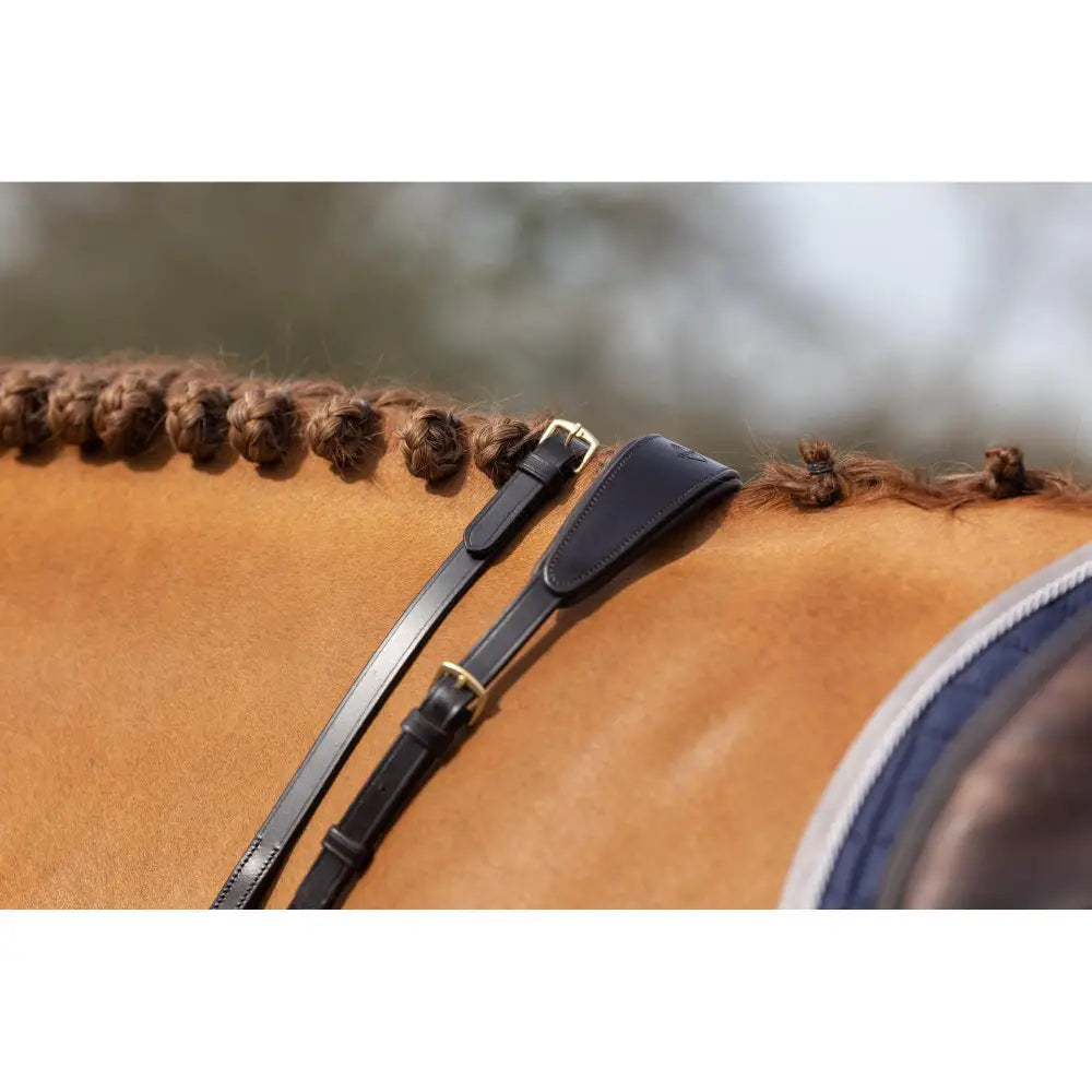 Lemieux Soft Rubber Reins Havana/Brass-Rubber Reins-Lemieux-Pony-Havana/Brass-Horsey Shopping