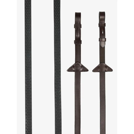 Lemieux Soft Rubber Reins Havana/Silver-Rubber Reins-Lemieux-Pony-Havana/Silver-Horsey Shopping