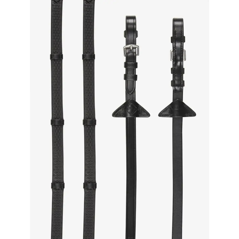 Lemieux Soft Rubber Reins with Stoppers Black/Silver-Rubber Reins-Lemieux-Pony-Black/Silver-Horsey Shopping