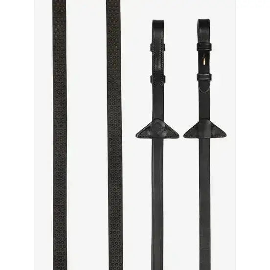 Lemieux Soft Rubber Reins with Stoppers Brown/Brass-Reins-Lemieux-Cob-Brown/Brass-Horsey Shopping