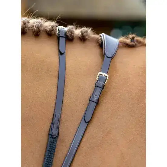 Lemieux Soft Rubber Reins with Stoppers Brown/Brass-Reins-Lemieux-Cob-Brown/Brass-Horsey Shopping