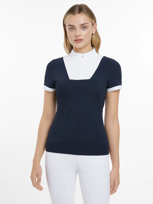 Lemieux Sophia Short Sleeve Show Shirt Navy-Show Shirts-Lemieux-Navy-UK 6-Horsey Shopping