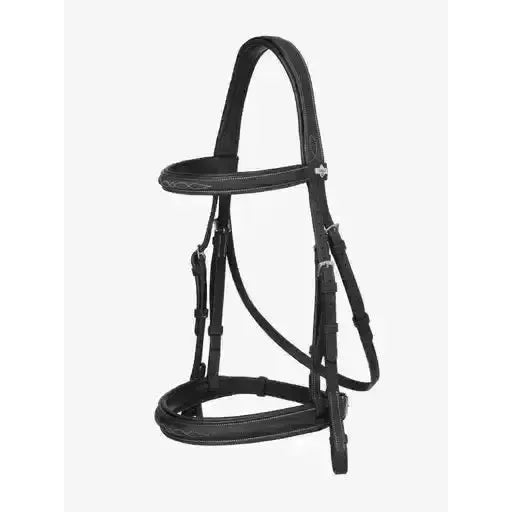 Lemieux Stitched Hunter Bridle with Laced Reins Black/Silver-Bridles-Lemieux-Black/Silver-Pony-Horsey Shopping