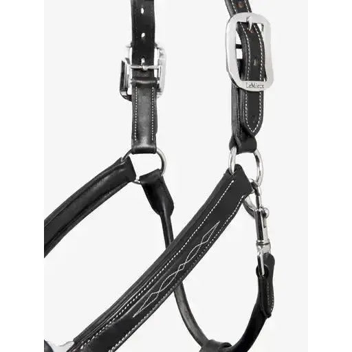 Lemieux Stitched Leather Headcollar Black-Leather Headcollars-Lemieux-Cob-Black-Horsey Shopping