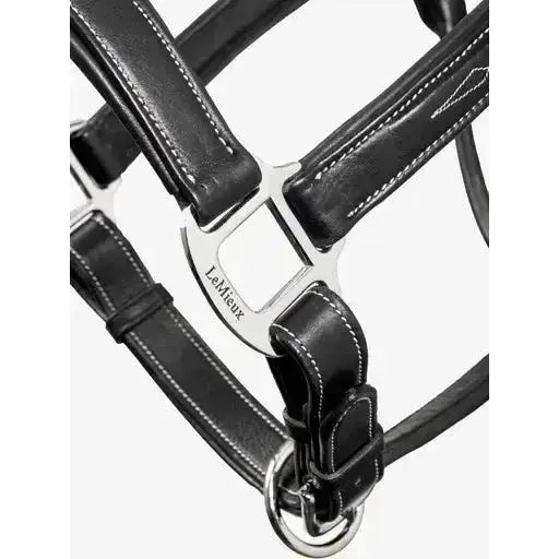Lemieux Stitched Leather Headcollar Black-Leather Headcollars-Lemieux-Cob-Black-Horsey Shopping