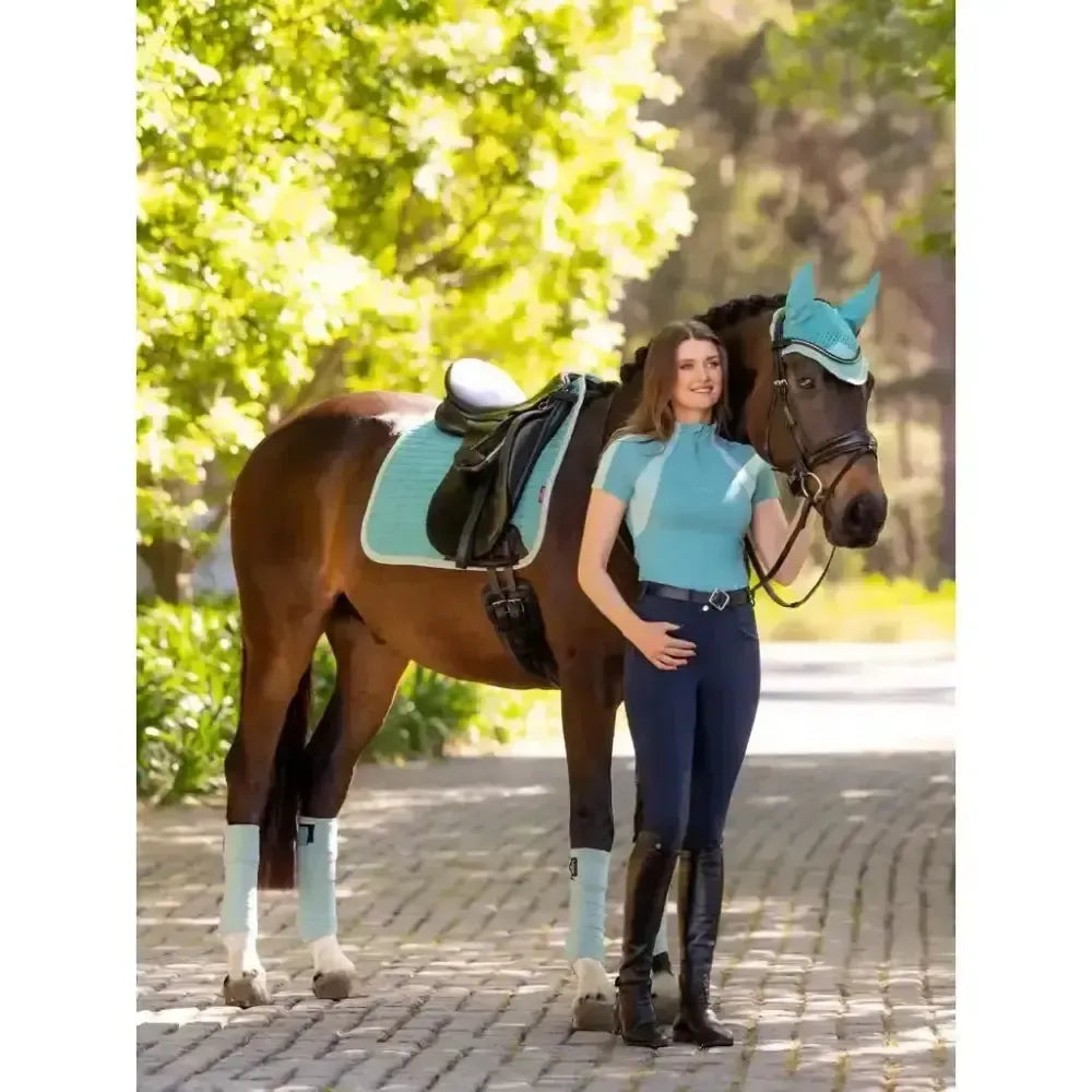 Lemieux Suede Dressage Square Lagoon-Dressage Saddle Pads-Lemieux-Lagoon-Small/Medium-Horsey Shopping