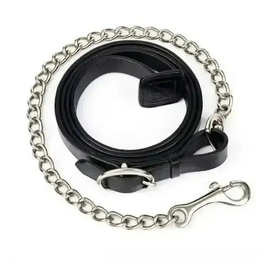 Lemieux Trot Up Chain Black-Leather Leading Reins-Lemieux-Black-One Size-Horsey Shopping