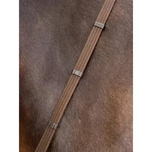 Lemieux Webbed Continenal Reins Brown/ Silver-Continental Reins-Lemieux-Pony-Brown/Silver-Horsey Shopping