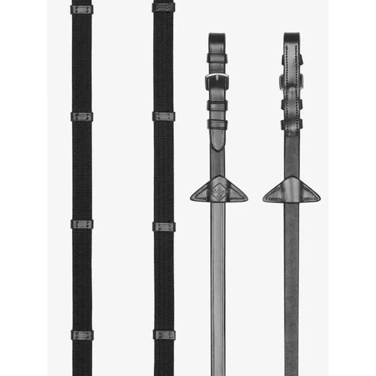 Lemieux Webbed Continental Reins Black/Silver-Continental Reins-Lemieux-Pony-Black/Silver-Horsey Shopping