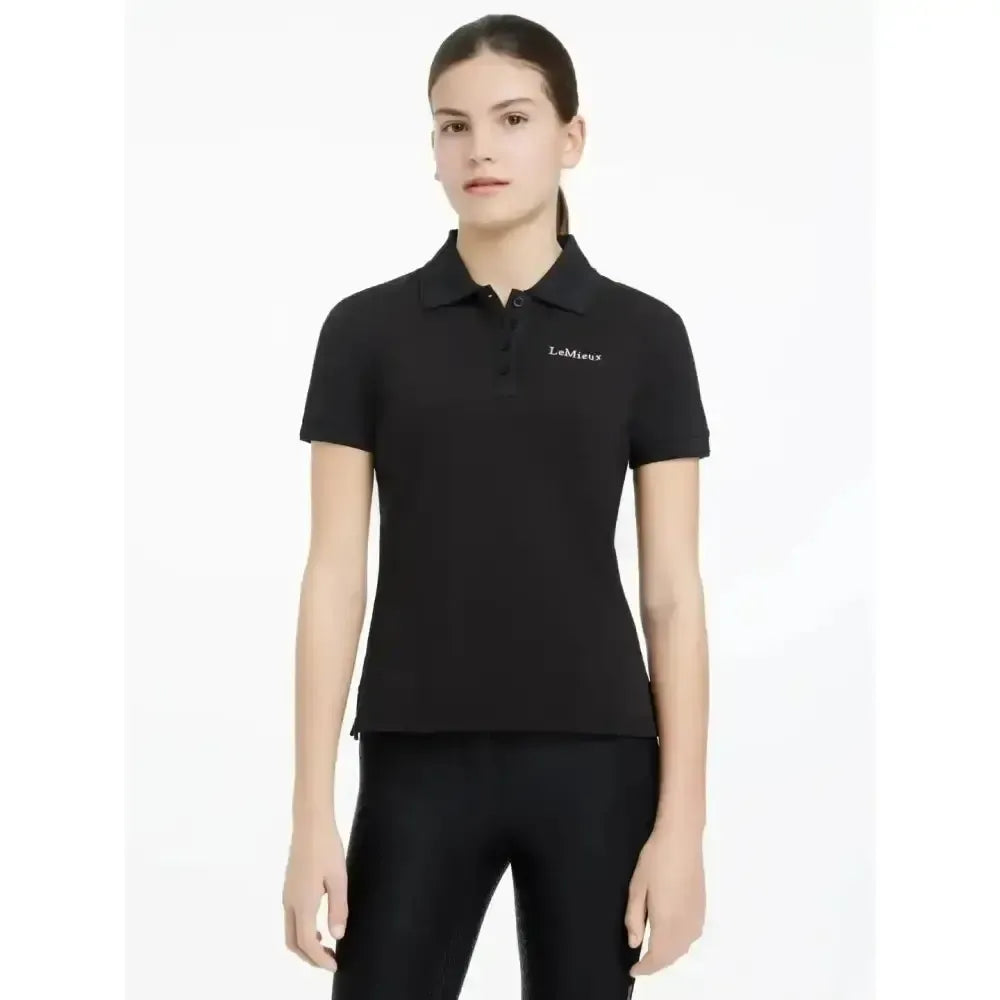 Lemieux Young Rider Classique Polo Shirt Black-Polo Shirts-Lemieux-Black-7-8 years-Horsey Shopping