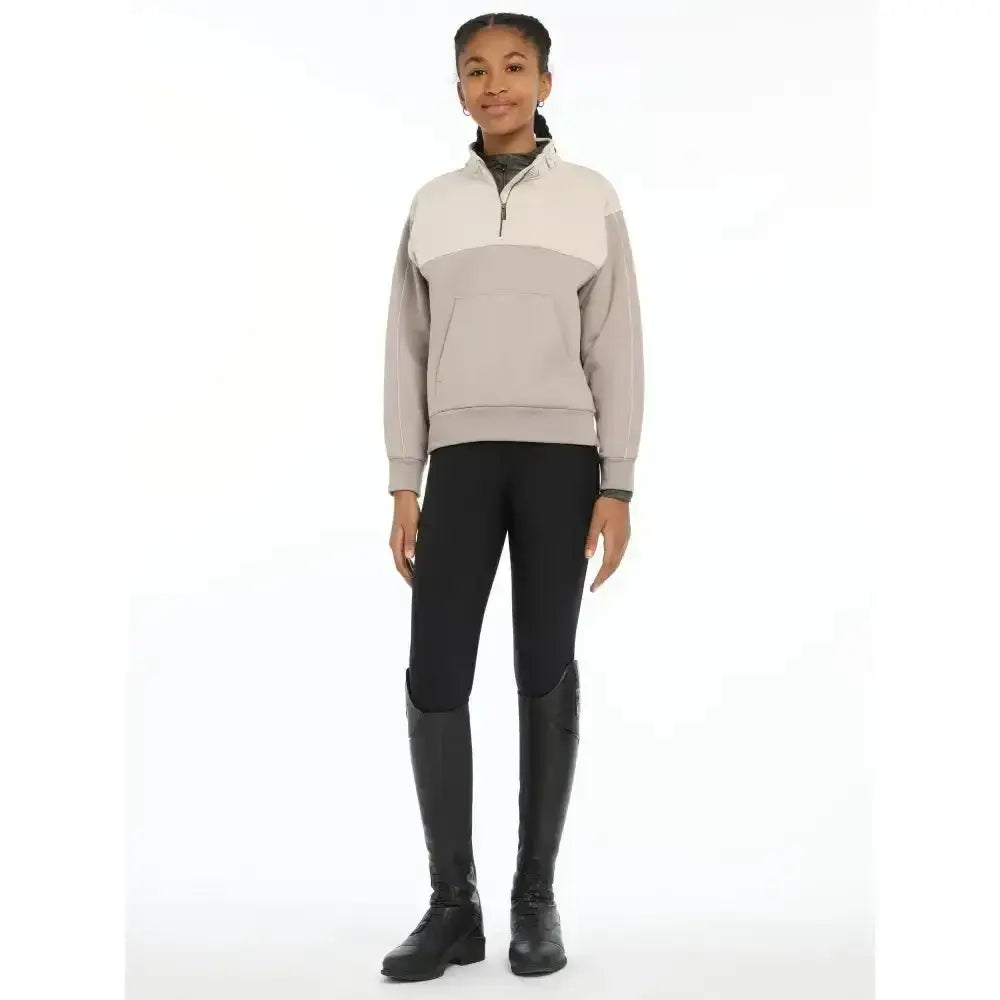 Lemieux Young Rider Kate Quarter Zip Sweat Ash/Stone-Coats & Jackets-Lemieux-7-8 years-Ash / Stone-Horsey Shopping