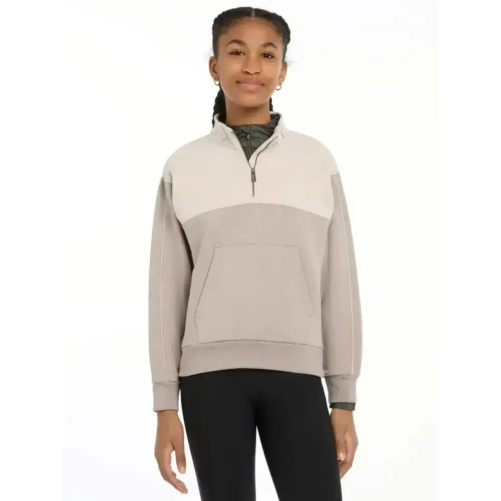 Lemieux Young Rider Kate Quarter Zip Sweat Ash/Stone-Coats & Jackets-Lemieux-7-8 years-Ash / Stone-Horsey Shopping