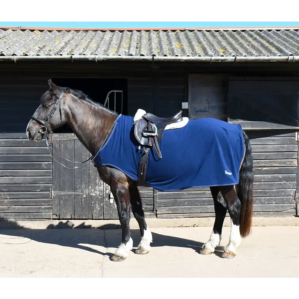Rhinegold Fixed Chest Fleece Ride-On Rug 5'0 Navy Exercise Sheets