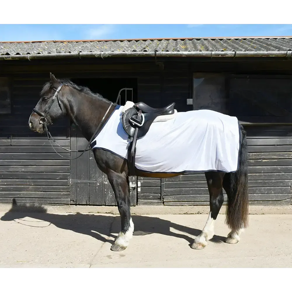 Rhinegold Fixed Chest Mesh Ride-On Rug 5'0 White Ride On Fly Rugs