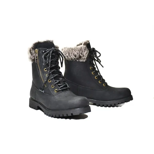 Rhinegold Laced Waterproof Manhattan Country Boot 3 Black Short Yard Boots