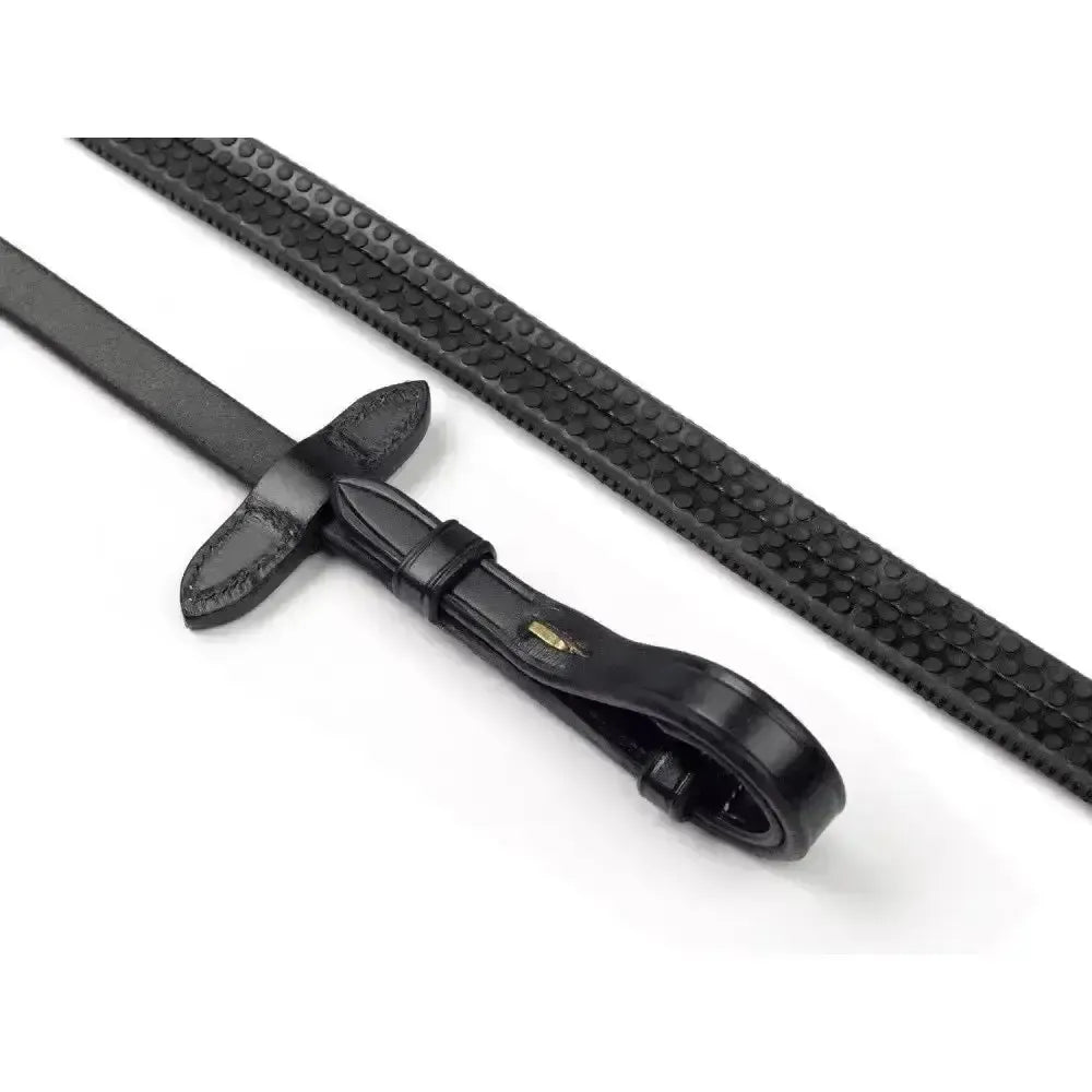 Whitaker Lynton Rubber Reins With Dimpled Grip Black 5/8inch-Reins-John Whitaker-Pony-Black-Horsey Shopping