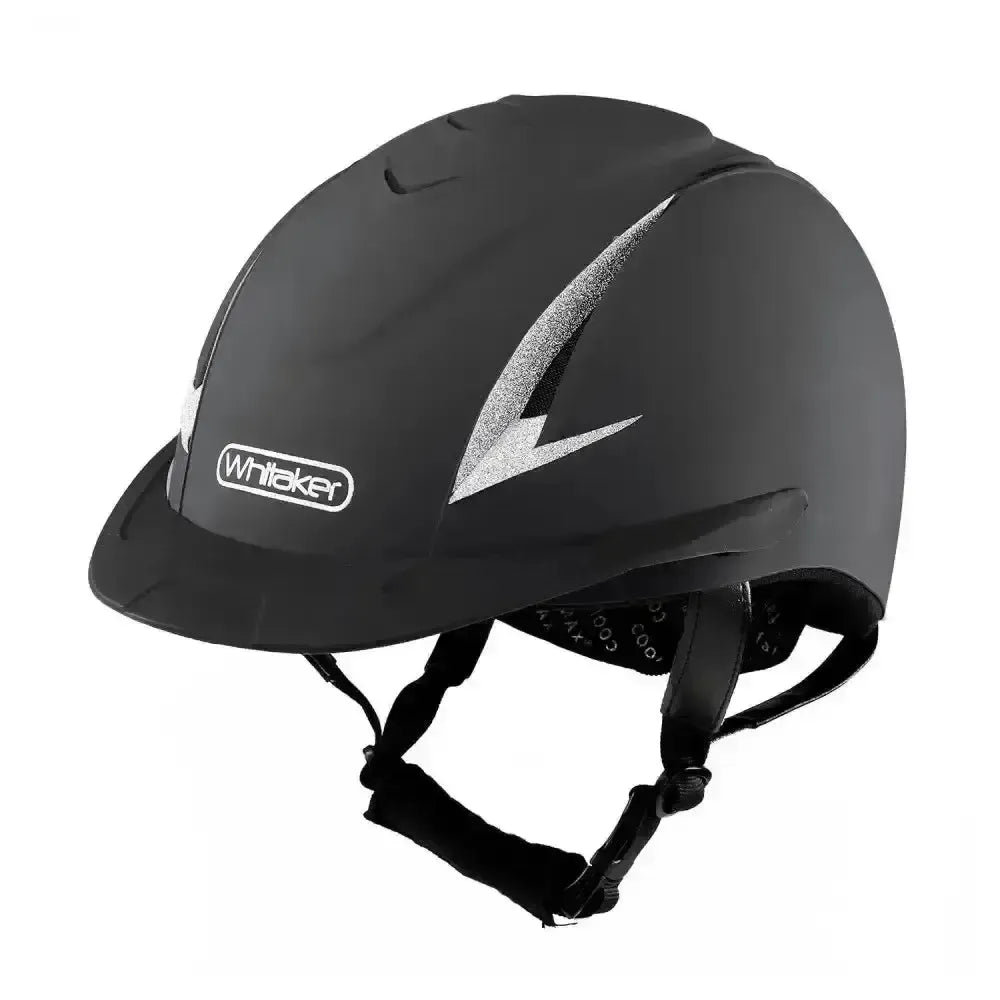 Whitaker NRG Helmet With Sparkles Black / Silver-Adjustable Riding Hats-John Whitaker-X Small (48 - 52Cm)-Horsey Shopping