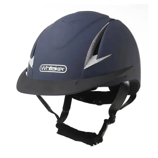 Whitaker NRG Helmet With Sparkles Navy/Silver-Adjustable Riding Hats-John Whitaker-X Small (48 - 52CM)-Horsey Shopping