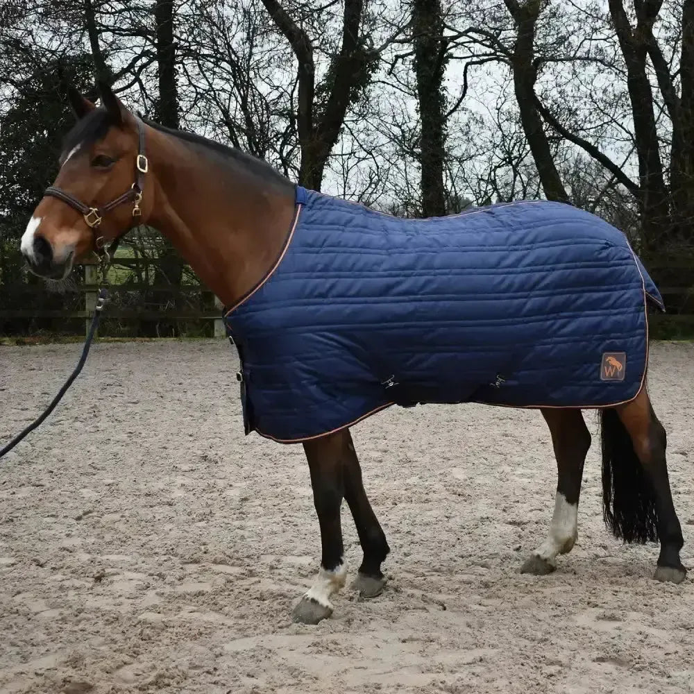 Whitaker Pippa Stable Rug 100Gm Navy/Orange-Stable Rugs-John Whitaker-Navy/Orange-5'9"-Horsey Shopping