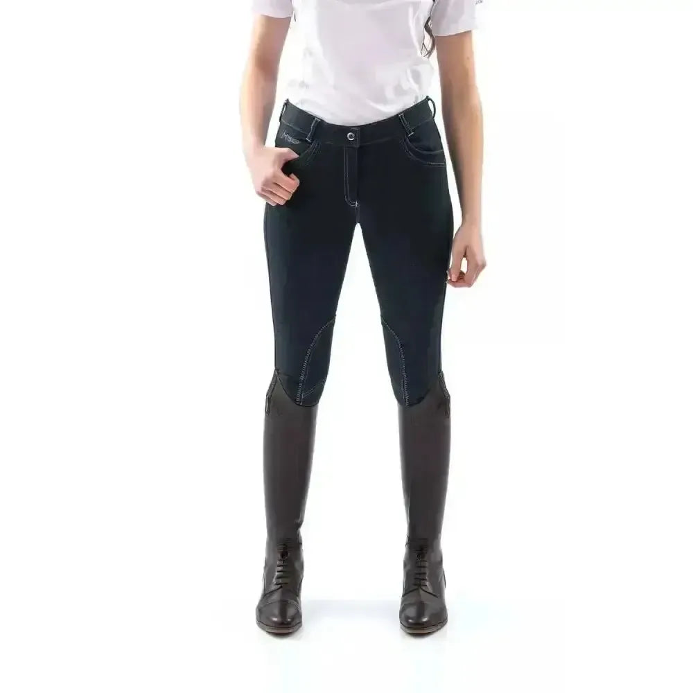 Whitaker Rawdon Denim Knit Breech Ladies-Breeches-John Whitaker-Indigo-24"-Horsey Shopping